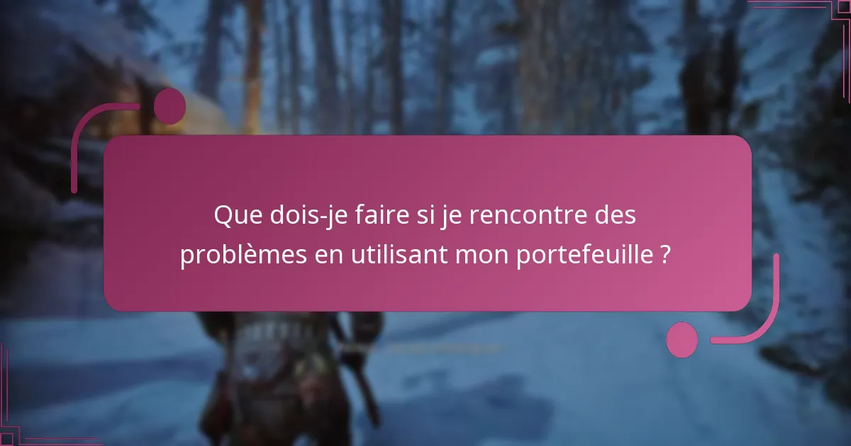 Que dois-je faire si je rencontre des problèmes en utilisant mon portefeuille ?